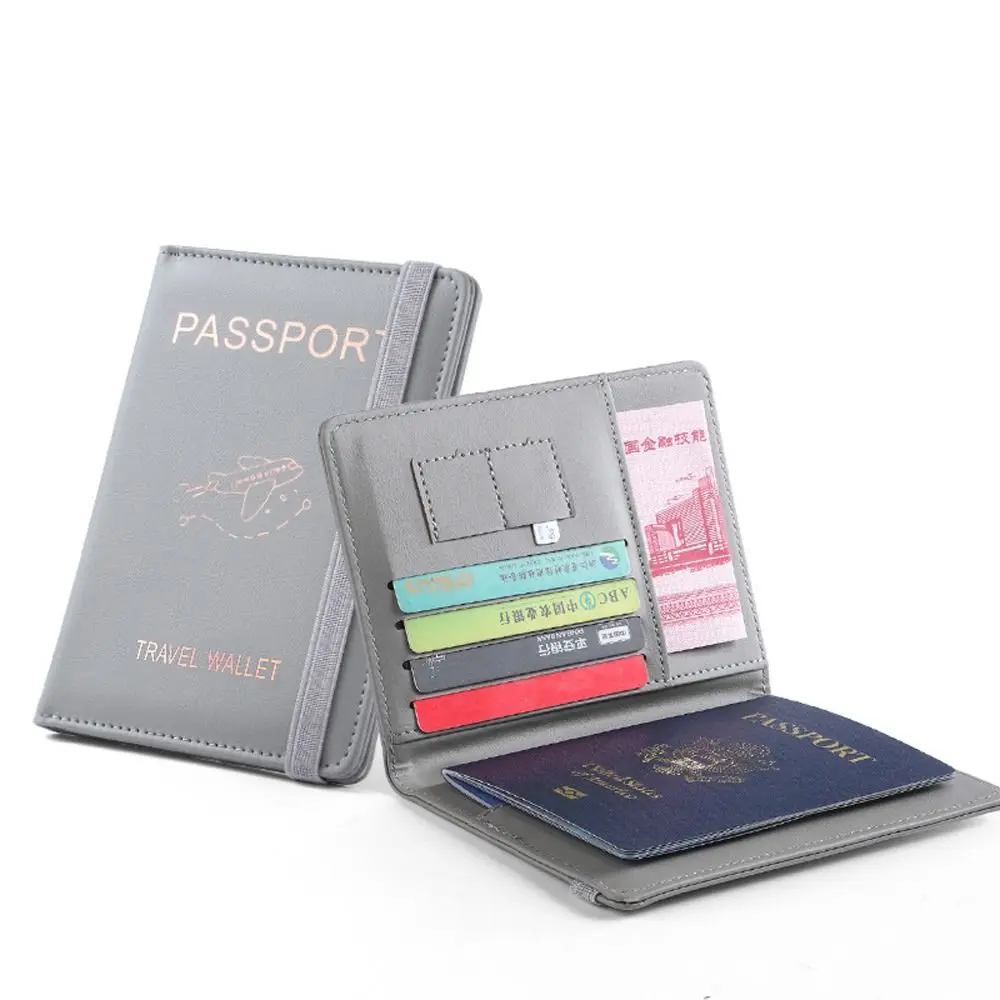 PU Leather Passport Holder Wallet Printed RFID Blocking Leather Coin Purse Letter Korean Style ID Card Holder Female/Male