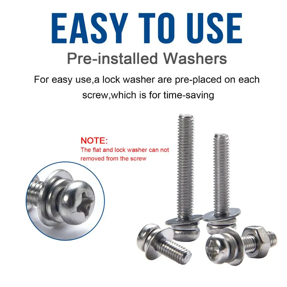 Nindejin 320Pcs Pan Hoofd Phillips Schroeven En Moeren Met Platte Ringen Rvs M2 M3 M4 Machine Schroeven Assortiment kit