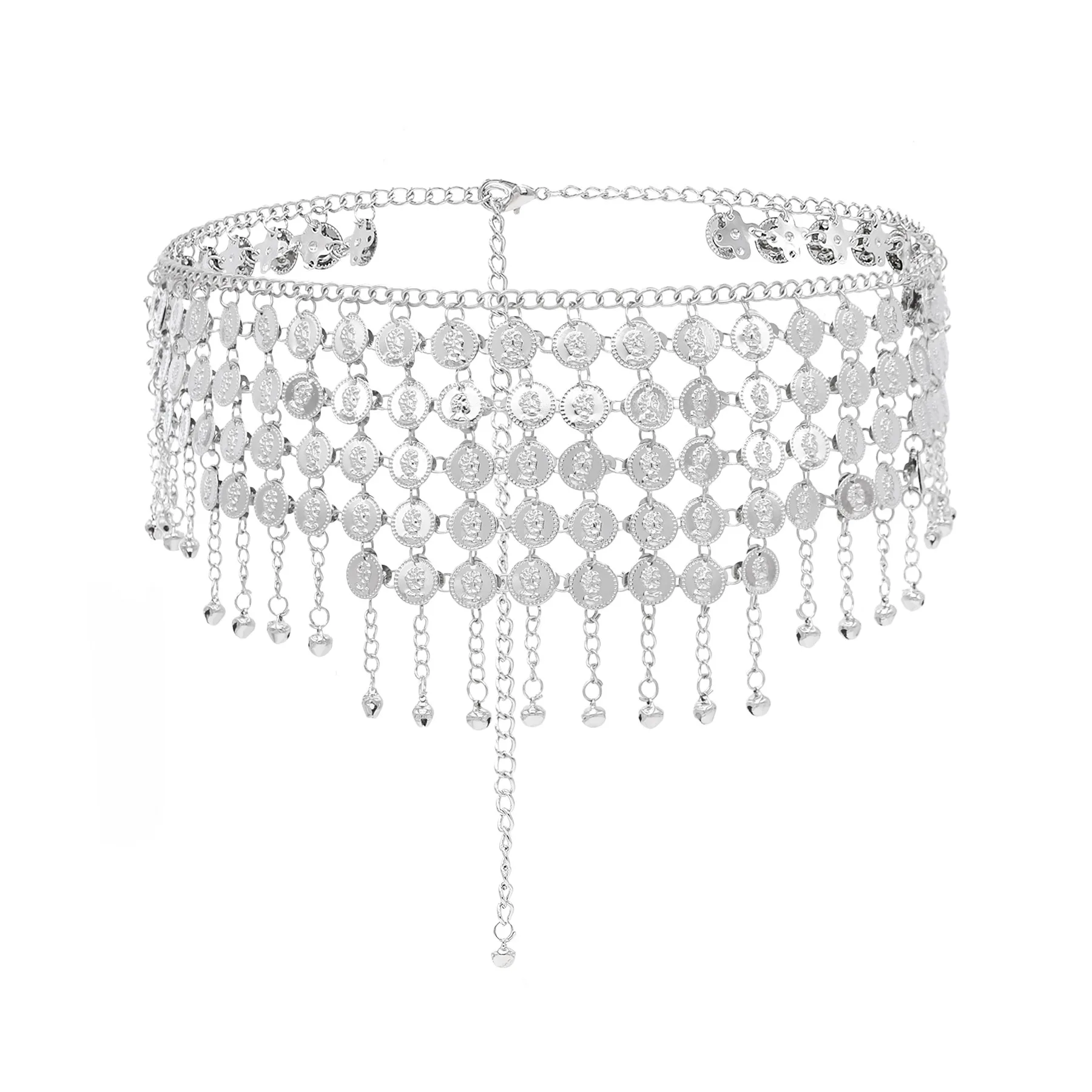 سلسلة خصر بشرابة معدنية للنساء ، حزام سلسلة بطن مثير ، مجوهرات قابلة للتعديل ، أزياء عرقية