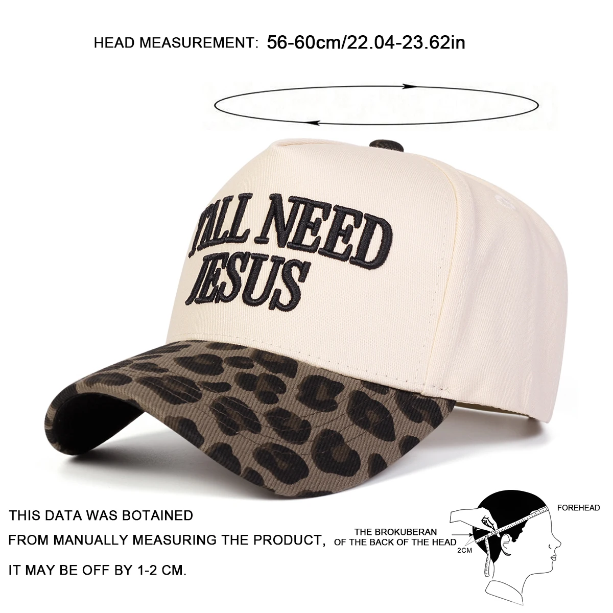 Unisex Y'ALL NEED JESUS Baseballkappen mit Stickerei, für Frühling und Herbst, für den Außenbereich, verstellbare Freizeithüte, Sonnenschutzhut, Sportkappe – Detail 7