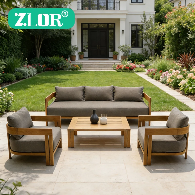 Luxury Teak Outdoor Garden Sofa Set One Seat Modern Eco-Friendly Durable Waterproof Rust Proof Patio Hotel Use