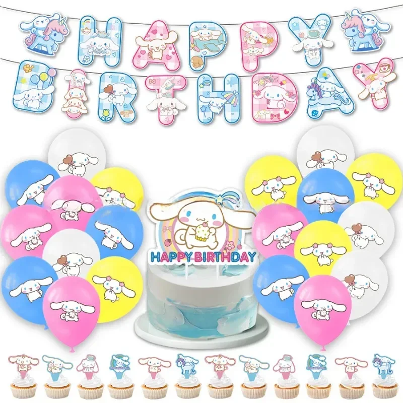 

Sanrio Cinnamoroll Q Figural Birthday Party Decorations Anime Figure Balloon Streamer Anime Merchandise Decoration Birthday Gift