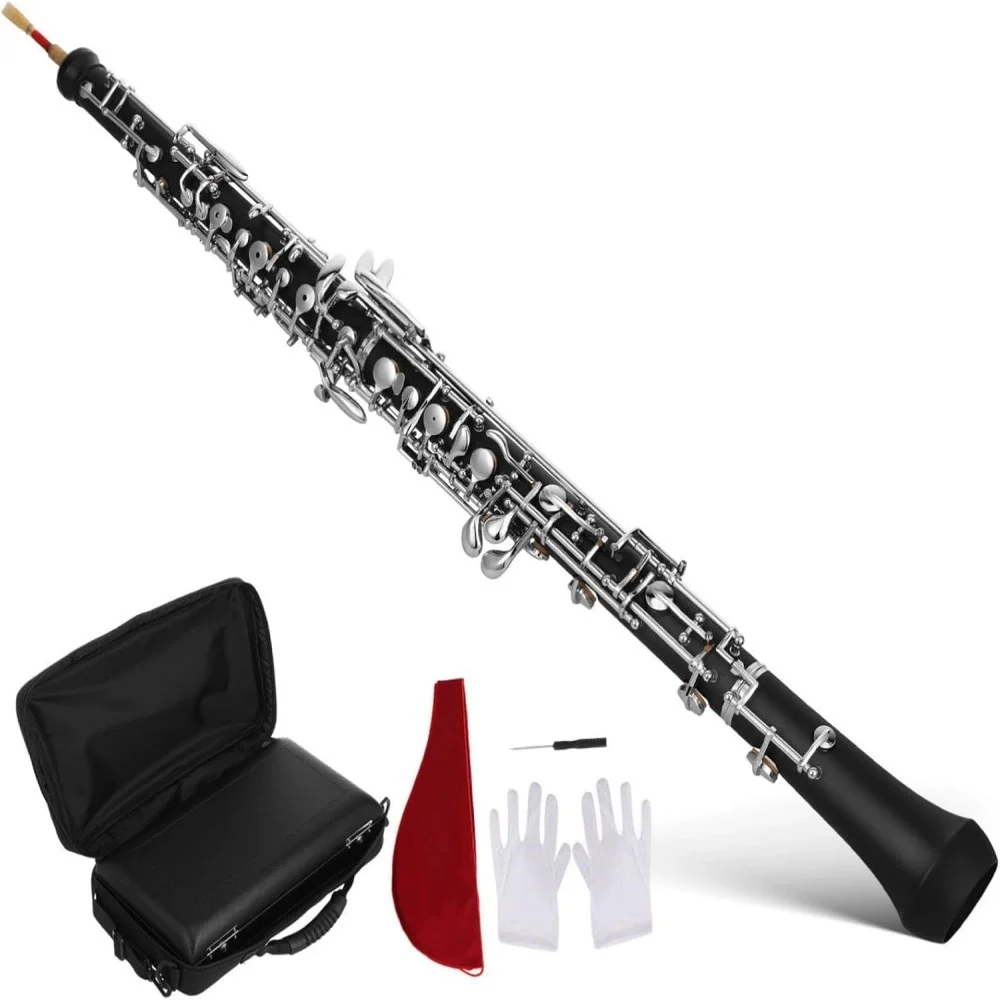 22-Key Oboe C Key Semi-Automatic Nickel-Silver Key Oboe for Beginners and Grading Woodwind Instrument Clarinet