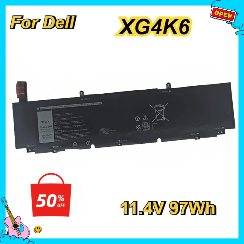 97Wh XG4K6 5XJ6R 56Wh Replacement Laptop Battery for Dell XPS 17 9700 9710 Precision 5750 5760  Bateria 11.4V High Performance