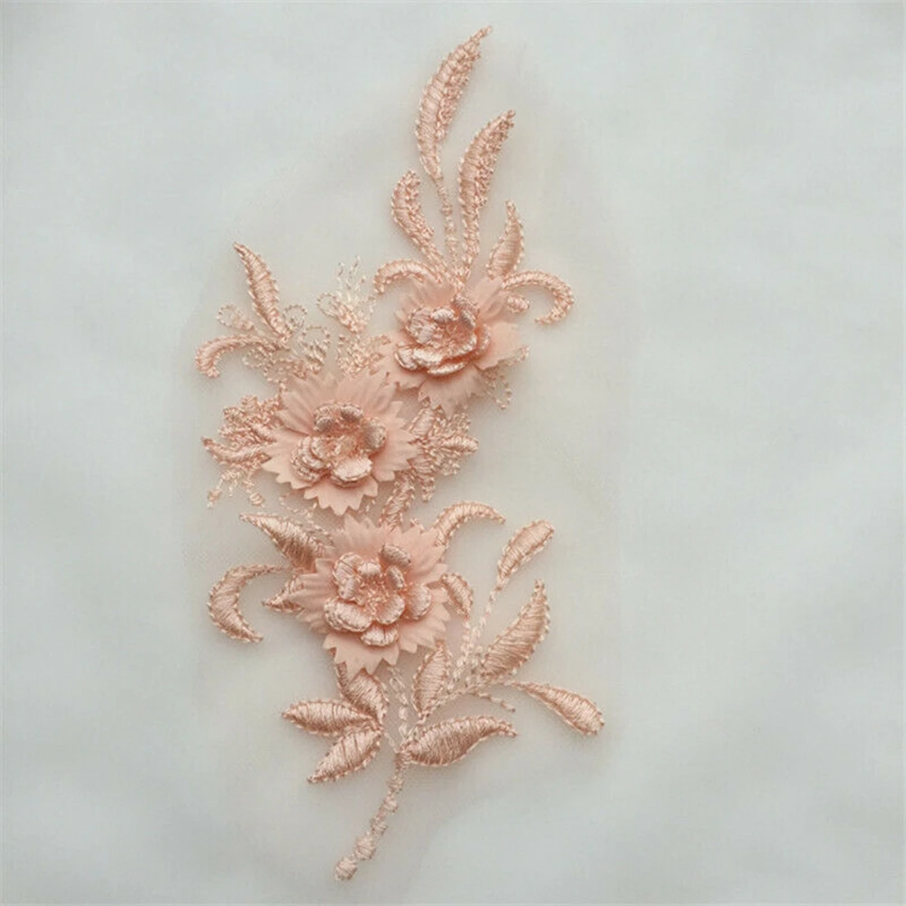 

Handmade Flower Clothes Apparel Sewing Beaded Pearl Tulle Fabric Accessories Lace Applique Embroidery Wedding Dress Decor