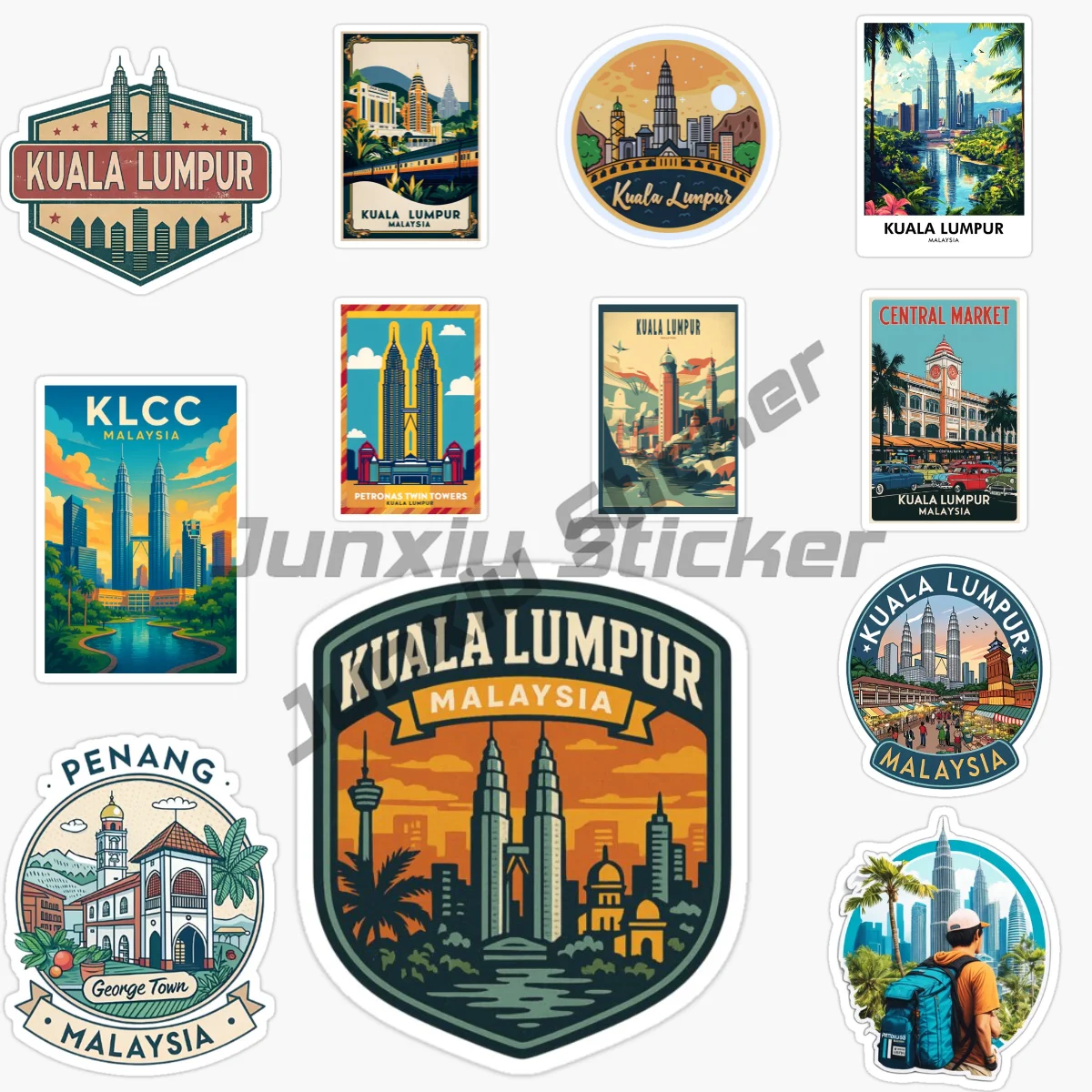 KUALA LUMPUR MALAYSIA National Flag National Emblem Mountain Scenic Car Stickers Waterproof Vinyl Decal No Fade Print and PVC