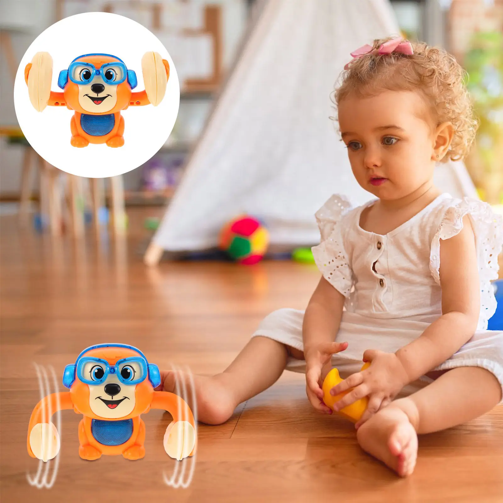 Electric Sound Control Monkey Tumbling Cartoon Baby Fun Early Educational Interactive Crawling Rolling Music Game