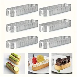 3/6pcs Oval Muffin Tart Rings 304 Stainless Steel Porous Tart Ring Perforated Cake Mousse Mold Cookies Cutter Pastry Quiche Mold