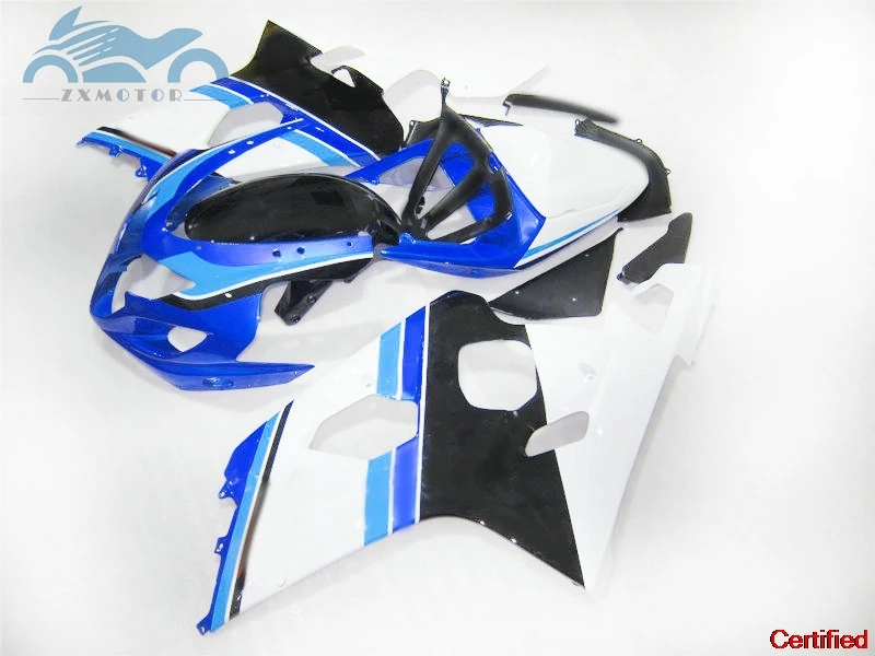 Free Custom Fairings kits for SUZUKI 2004 2005 GSXR600 GSXR750 ABS motorcycle fairing kit 04 05 GSXR 600 750 K4 white blue