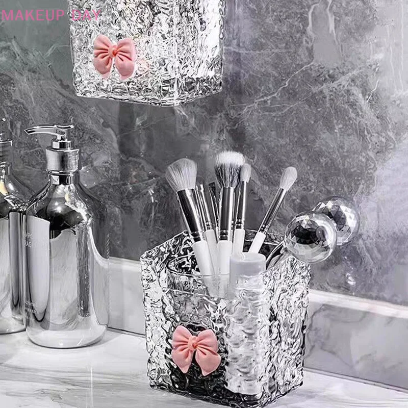 Punch-Free Toothpaste Holder Wall Mounted Makeup Brush Organizer Storage Rack Bathroom Storage Box Drain Box