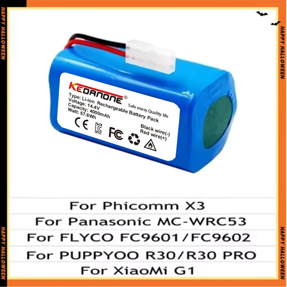 14.4V 4000mAh Lithium Ion Battery,Suitable for Xiaomi Robot Vacuum Mop Essential G1 (SKV4136GL) (MJSTG1) Robot Vacuum Cleane