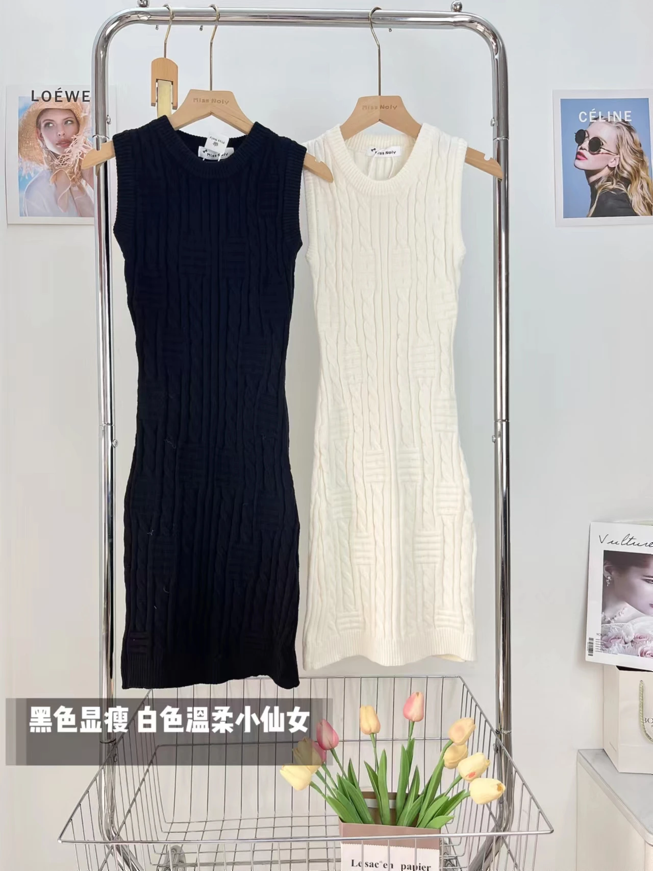 Mini abito lavorato a maglia autunno inverno senza maniche strato base a vita alta donna elegante twist aderente abito corto dal carro armato F218