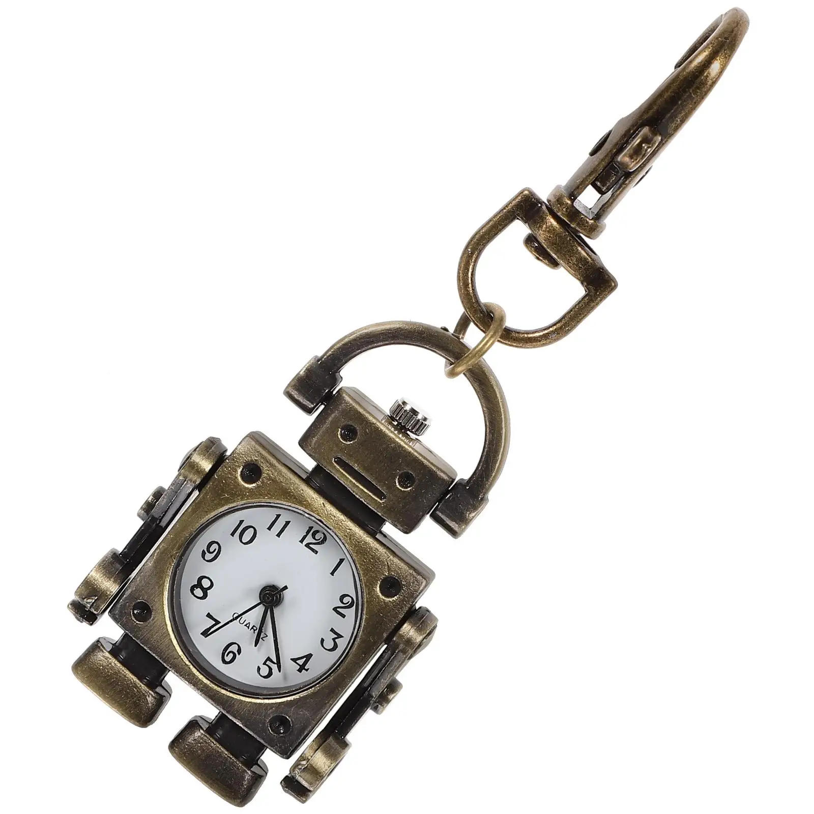 

Robot Shaped Keychain Durable Retro Clock Pendant Pocket Watch Long Term Use Vintage Key Ring Gift Idea Fashion Accessories