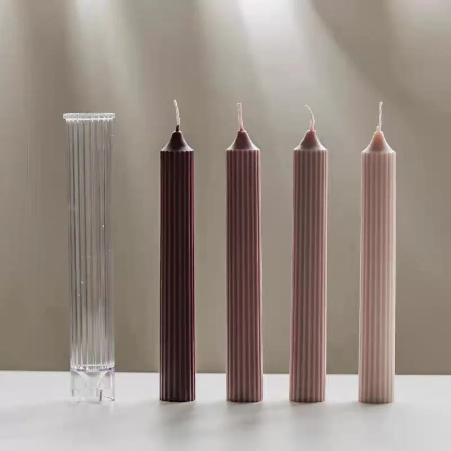 1Pc DIY Handgemachte Liefert Duftenden Romantische Abendessen Kerze Injektion Form Lange Säule Getriebe Spitze Wachs Acryl Kerze Form