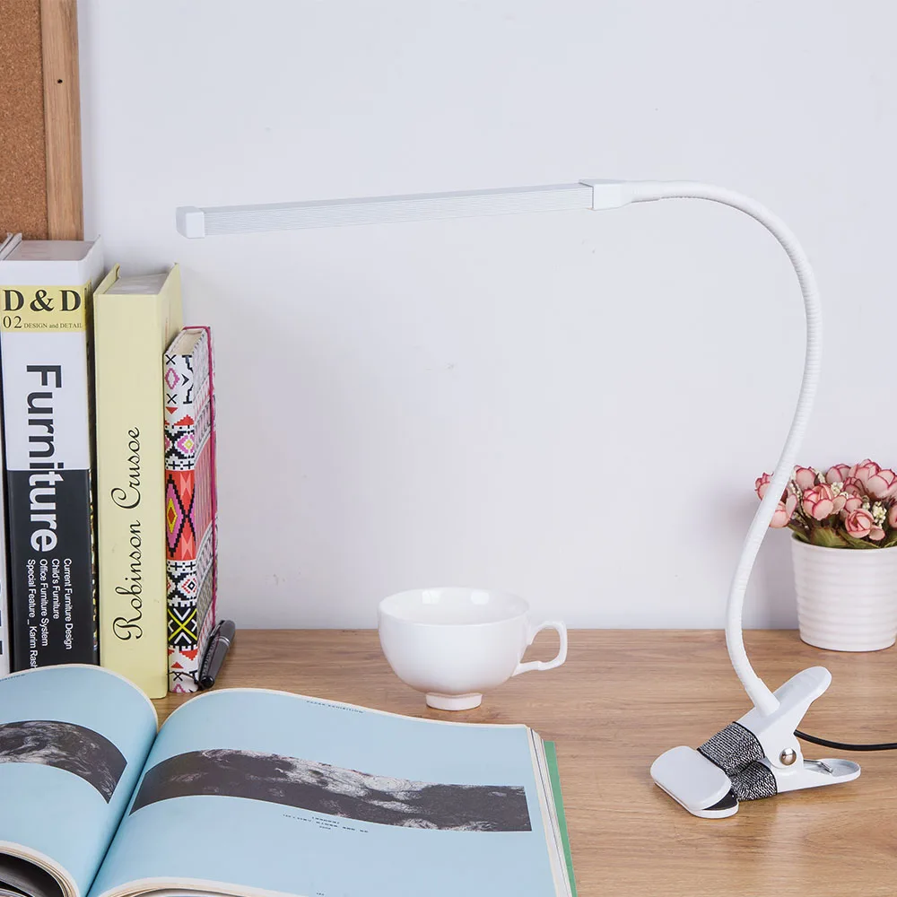 Brightest 6W USB LED Light Clip-on Flexible Reading Bed Lamp Table Desk Lamp Book Desktop Bed Lamp Lighting Bedside Lighting