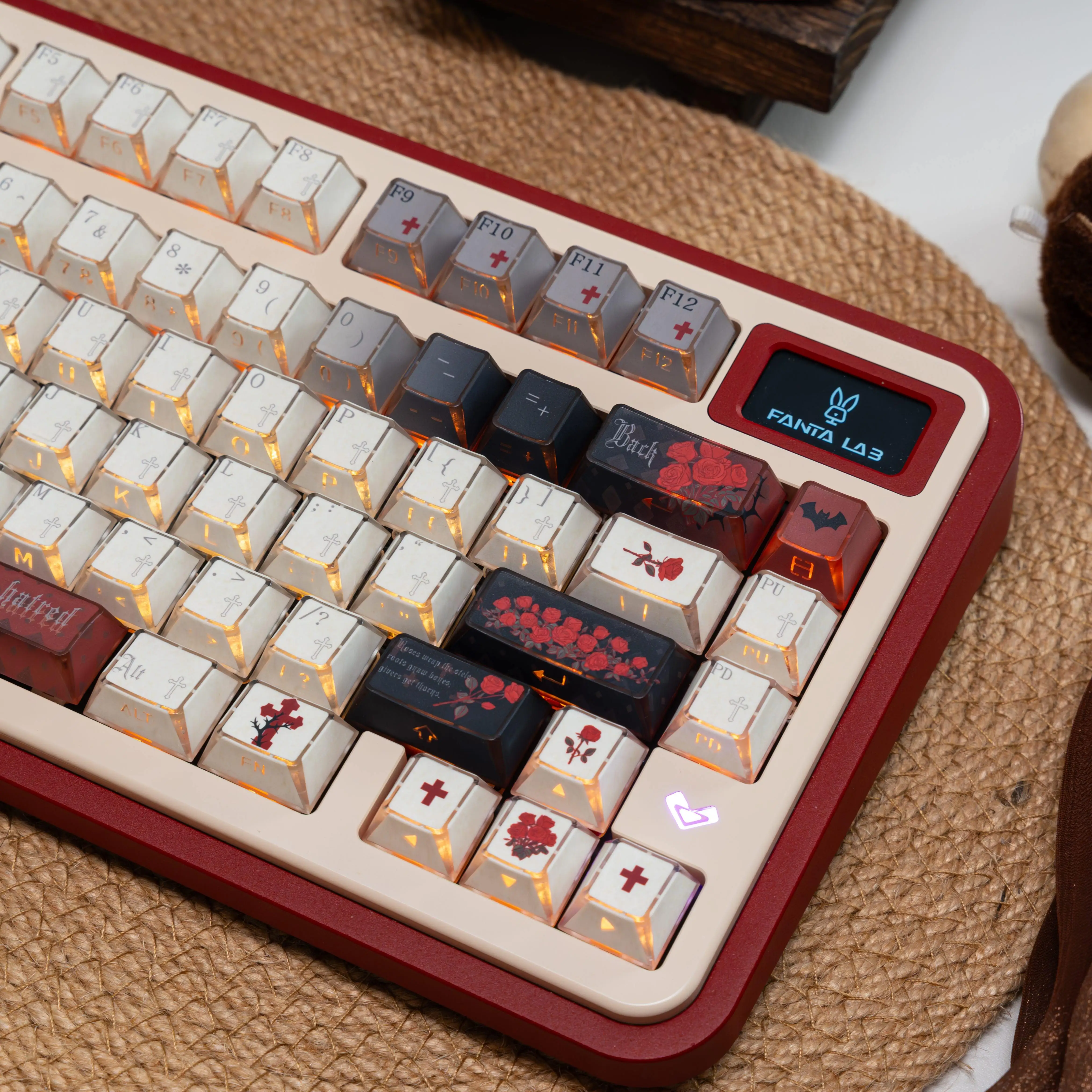 MAIMOOO Taboo Keycap Folding Shadow CHERRY Transparent PBT Thermal Sublimation Customized Mechanical Keyboard Red Rose Keycaps