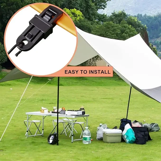 Multi Purpose Heavy Duty Plastic Tarp Clips, Tent Canopy Secure Fastener Hooks, Wind Resistant Tarpaulin Clamps for Camping Pool view 6
