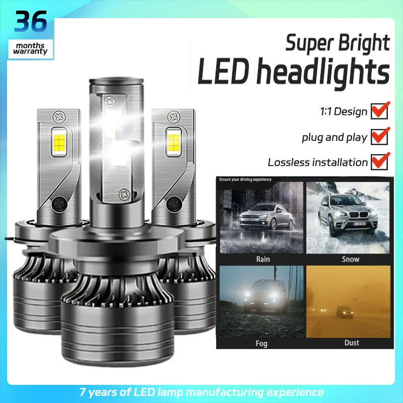 

2PCS Car Lights H7 H4 H1 9006 H11 9005 Super Bright LED Headlights High Low Beam Fog Light Bulb White 6000K 12V