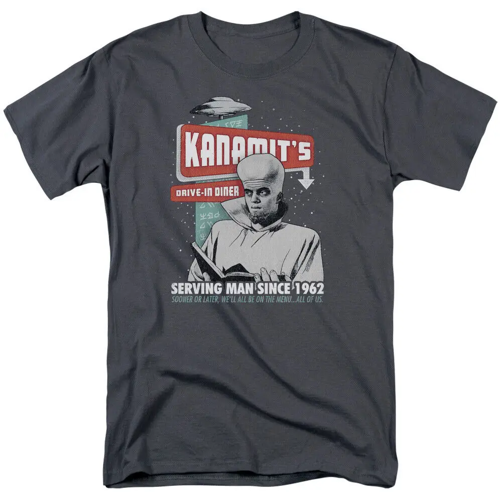 The Twilight Zone Kanamits Diner T Shirt Mens Licensed Classic TV Charcoal