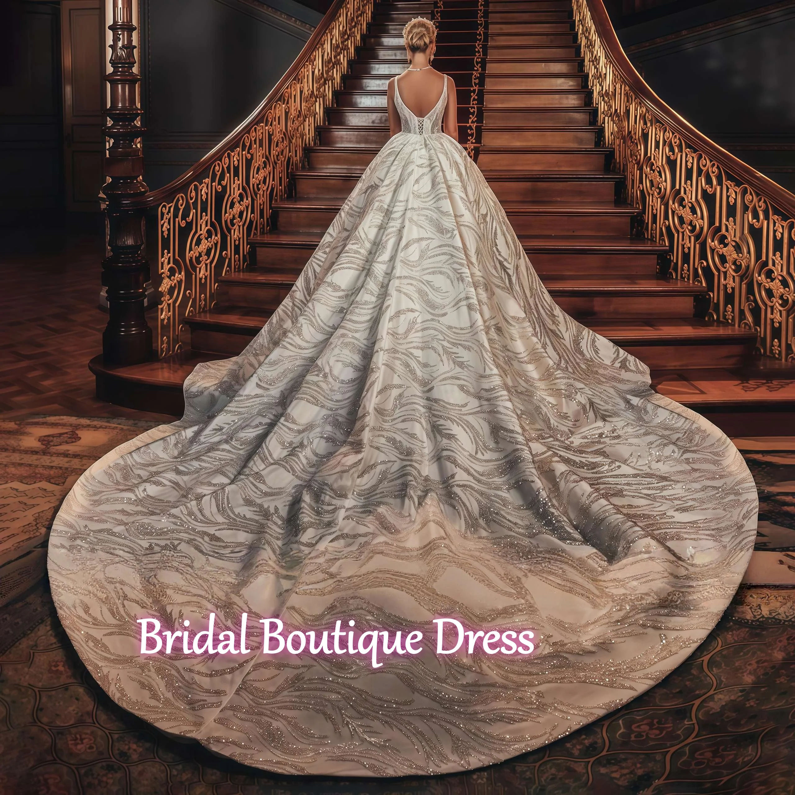 فستان زفاف فاخر مخصص مزين بالترتر اللامع للأميرة 2026 فساتين عروس رائعة على شكل حرف v للنساء فيستدو دي
