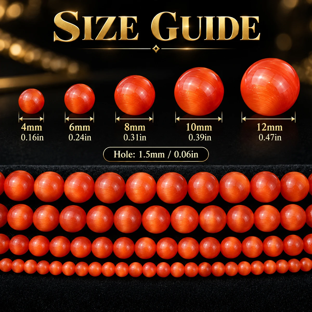4-12mm 16/19/24/33/47pcs Stone Large Red Cats Eye Spacer Loose Beads For Jewelry Making DIY Bracelets Necklace Accessories