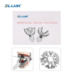 2Pcs Stainless Steel Dental Impression Trays Upper Lower Teeth Holder Denspay Autoclavable Denture Teeth Tray Dental Lab Tools