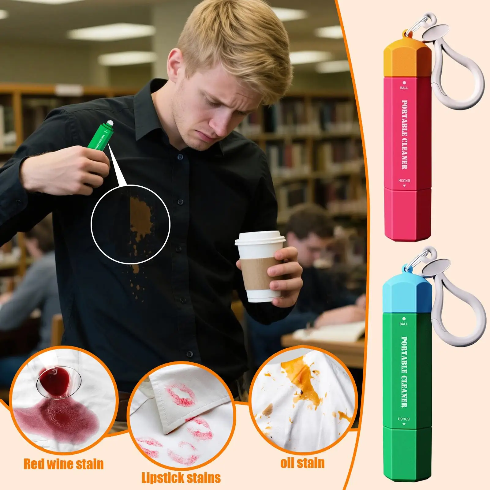 قلم إزالة البقع الفوري 15 مللي قلم غسيل محمول سريع الجفاف قميص الملابس منظف الأقمشة أداة إزالة البقع في حالات الطوارئ للسفر
