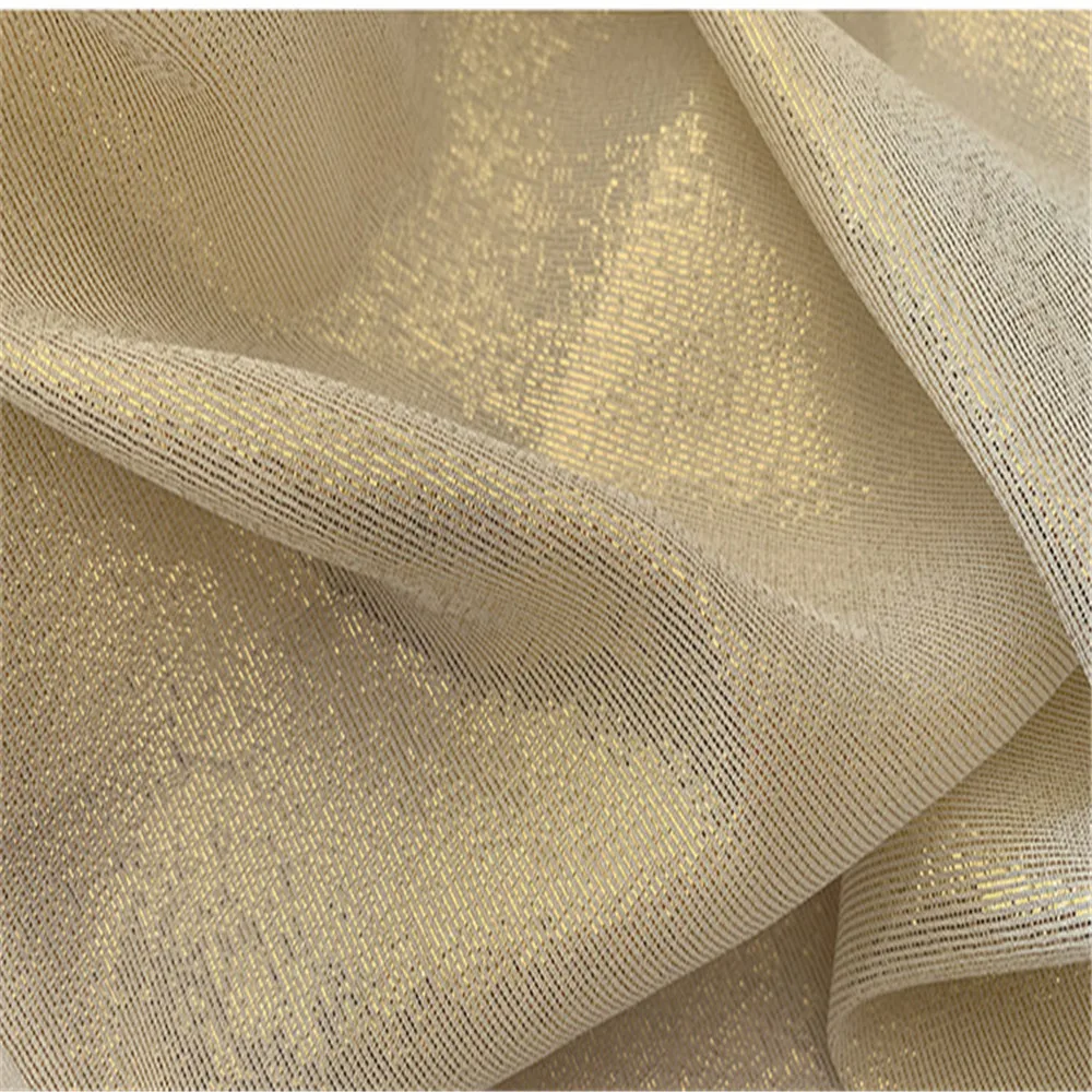 Shiny Royal Marrying Silk Lurex Fabric Metallic Gold Georgette GGT Metallic for Wedding Saree Formal Dresses