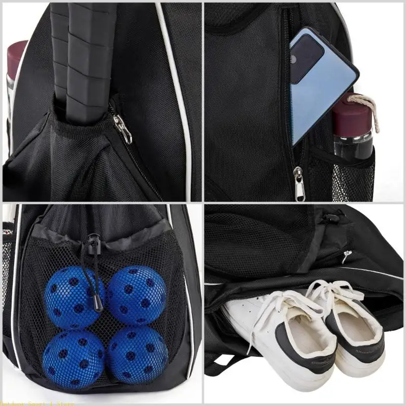 A0KA Pickle Ball Bag Adjustable Pickle Ball Paddle Bag Easy to Use Pickle Ball Backpack with Water Bottle Holder