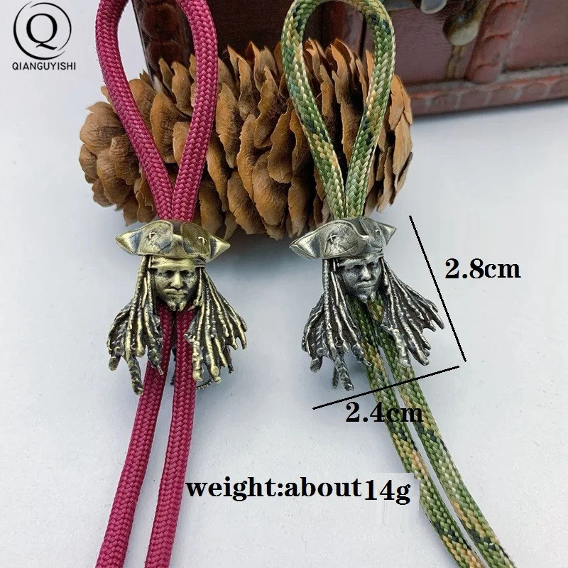 Hot Movie Character Pirates Captain Figurines Brass Paracord Bead DIY Knife Lanyard Pendant Charms EDC Accessories For Fans Gift