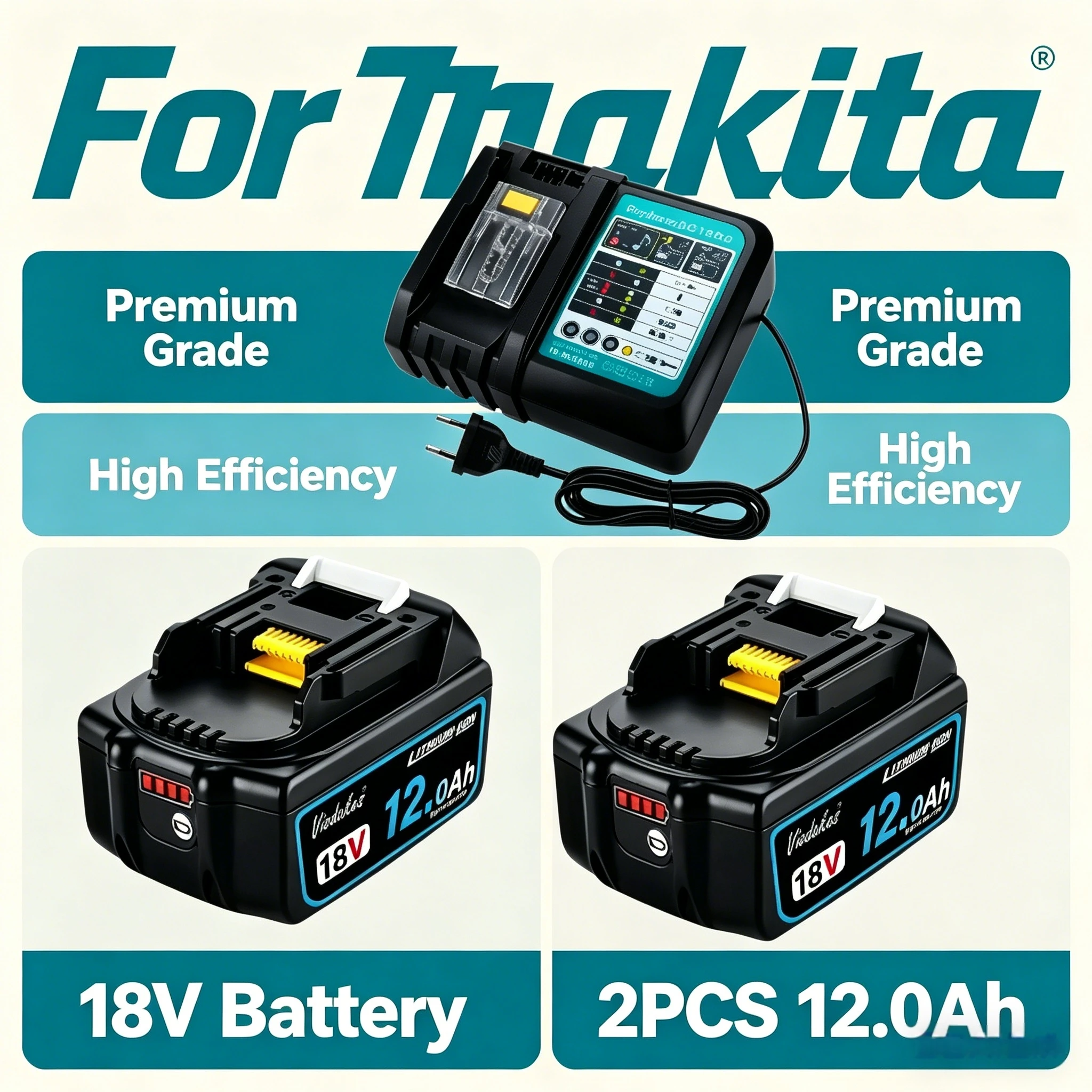 

100% original for makita 18V battery，18V 12000mAh Rechargeable Battery for Makita drill DGA404 DTW700 DHR202 DJV182 DDF487