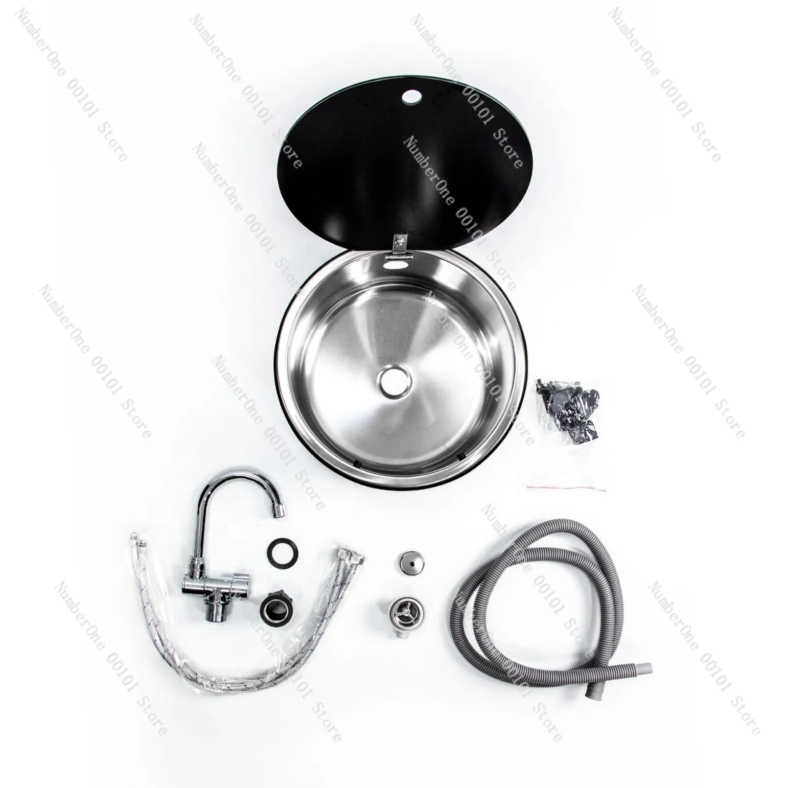 RV sink with cover kitchen wash basin vegetable basin folding clamshell single slot
