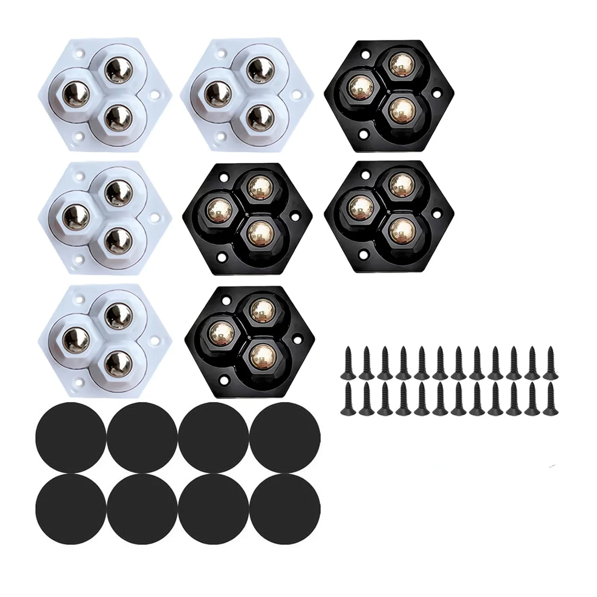 Self Adhesive Caster Wheels 8Pcs, Stainless Steel Ball Bearings 360 Degree Swivel Wheels for Kitchen