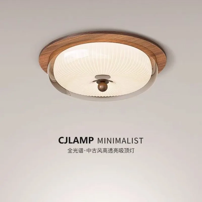 Medieval style wabi retro wood acrylic ceiling light advanced master bedroom bedroom light lamp