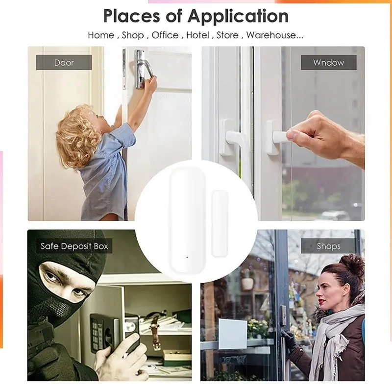 

A92Z Tuya Smart Wi-Fi дверной датчик беспроводные детекторы открытия и закрытия дверей, совместимые Withalexa и Google Home, белый