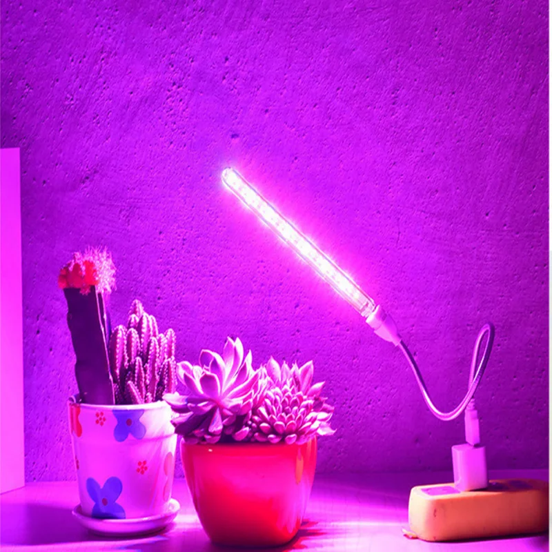 Lâmpada LED de Crescimento 5V de Espectro Completo para Plantas com Mangueira Flexível, Lâmpada USB para Estufa Interna, Luz Hidropônica para Flores e Mudas