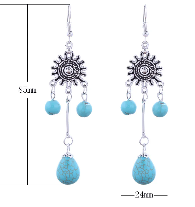Böhmische Türkis-Quasten-Ohrringe für Damen und Mädchen, Party- und Festival-Schmuck, Geschenke – Detail 2