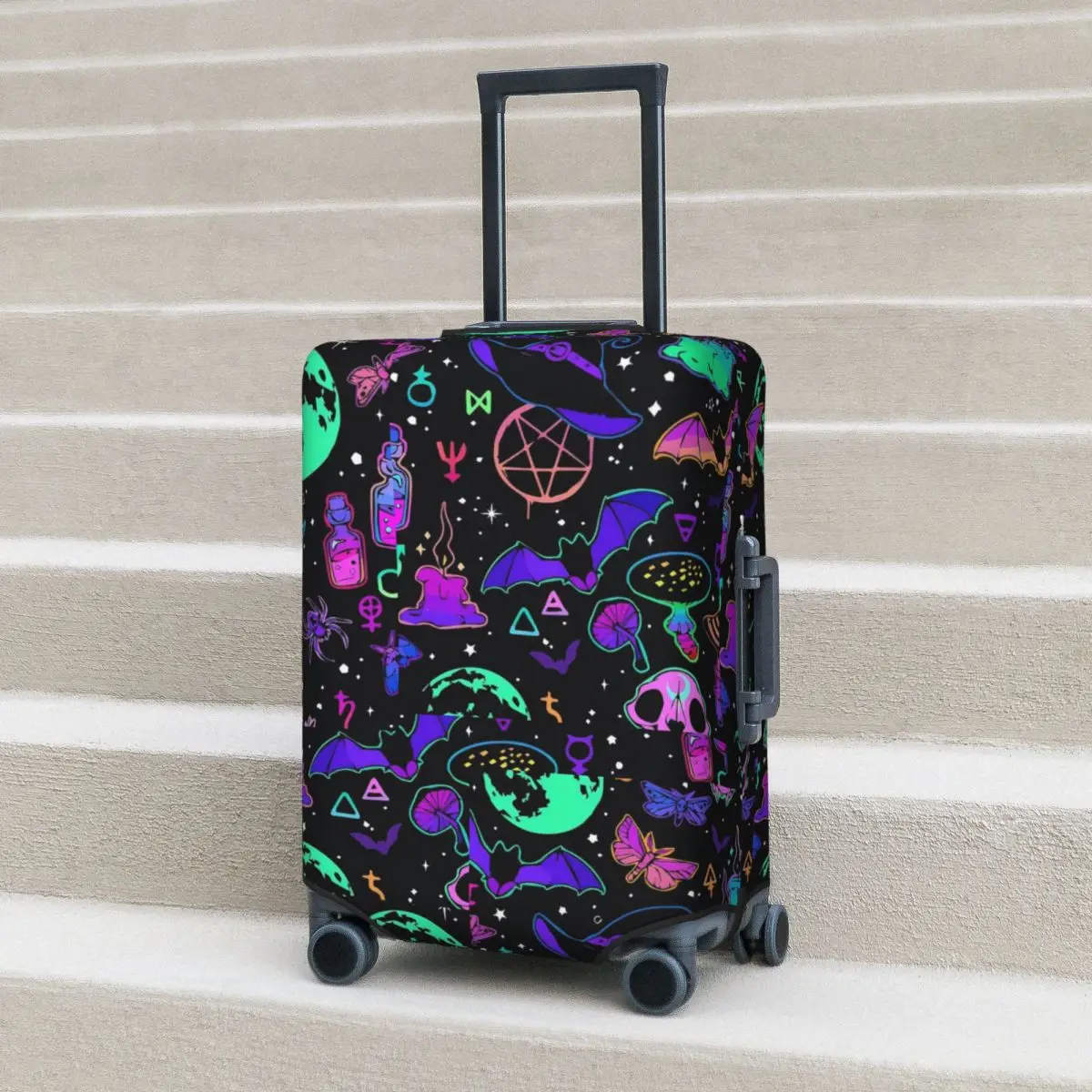 Halloween Print Suitcase Cover Bats And Ghost Travel Holiday Strectch Luggage Accesories Protector