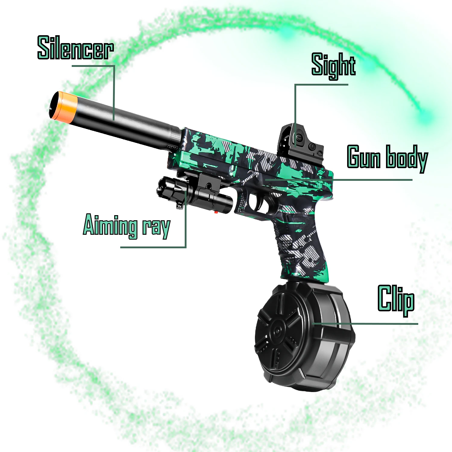 Gelkugelpistole, manueller/automatischer Modus, Gelkugelpistole, Spielzeugpistole, geeignet für Schießspiele im Freien, Halloween- und Weihnachtsgeschenk