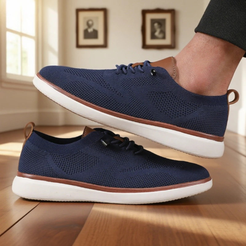 أحذية رجالية محبوكة خفيفة الوزن، تصميم عالي الجودة، أحذية رياضية مسطحة رائعة قابلة للتنفس، ملابس يومية ممتازة، أحذية المشي لمسافات طويلة للرجال