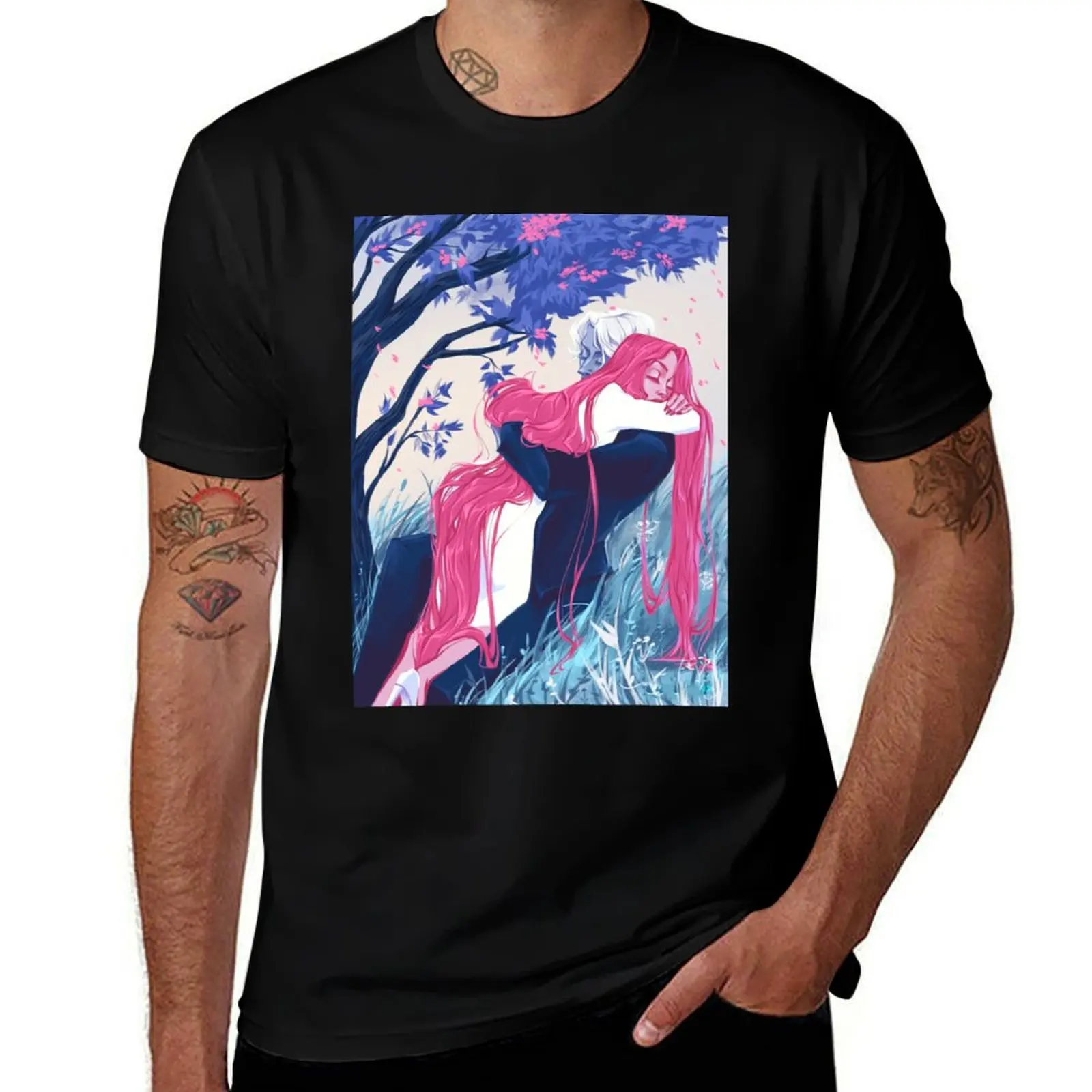 Футболка с рисунком Lore Olympus Painting Fanart, мягкая хлопковая футболка из хлопка, устойчивого к усадке