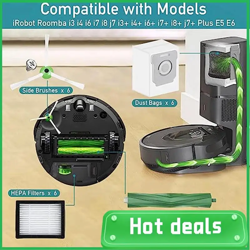 A74X-مناسبة ل اي روبوت مكانس كهربائية للكنس استبدال أجزاء I7 J7 E5 E6 I3 فرشاة رئيسية فرشاة جانبية تصفية كيس لجميع الغبار الأساسية