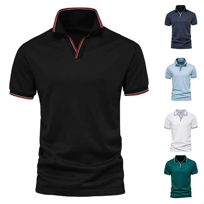 Men's European Size Color V-Neck Shirt Workwear Casual Style Short Sleeve  Top Cool Feeling Function Daily Wear