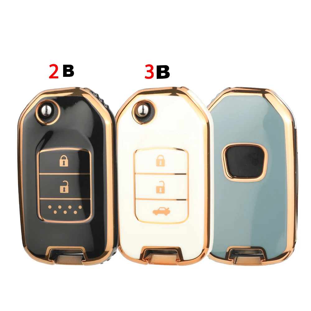 

Jingyuqin Remote Arrival ТПУ чехол для автомобильного ключа брелок чехол для ключа автомобиля для Honda Civic City Fit HR-V XR-V складной флип