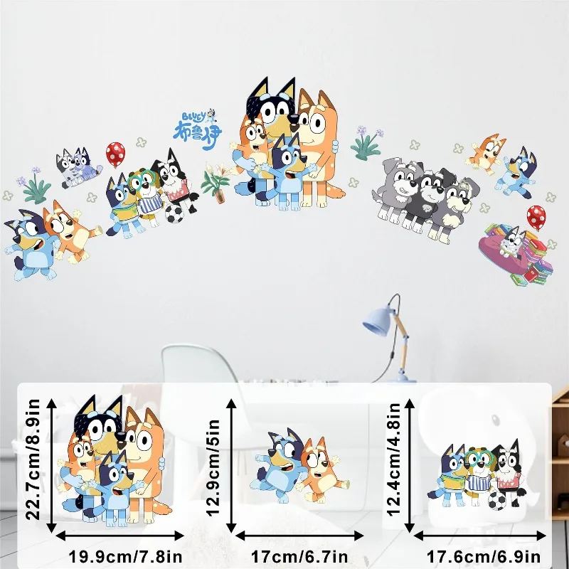 

Blueys Cute Cartoon Anime Self-Adhesive Wall Stickers Waterproof Oil Proof PVC Decals for Kids Room Wall Stain Cover Home Decor
