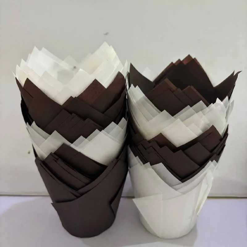 50Pcs/100Pcs/200Pcs Tulip Cake Paper Cups, Heat-Resistant and Oil-Proof Baking Cups, Suitable for Weddings, Birthdays, Tea Parties, Christmas, Valentine's Day, Mother's Day, Graduation Ceremonies, Etc., Essential for Home Baking - view 2