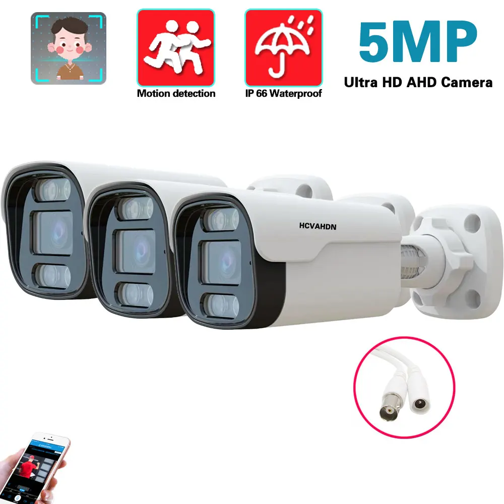 5MP HD Wired CCTV Security Analog Camera BNC Outside Waterproof AHD DVR Video Surveillance Bullet Camera System XMEYE H.265 2MP