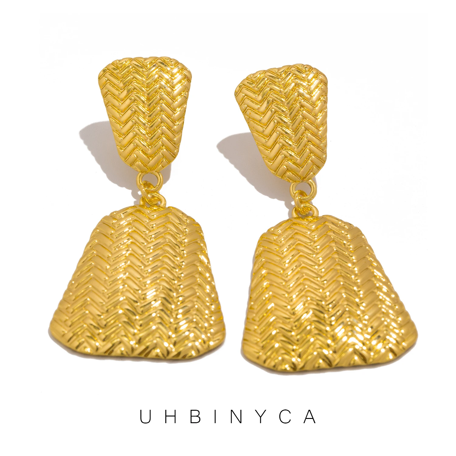 Trapezoid Pendant Earrings for Women, Stainless Steel 18K Gold-plated Waterproof and Rust Resistant Exquisite Jewelry