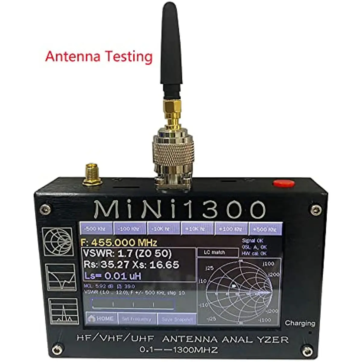 MINI1300 Plus 5V/1.5A HF VHF UHF Antenna Analyzer 0.1-1300MHZ Frequency Counter SWR Meter 0.1-1999 With LCD Screen