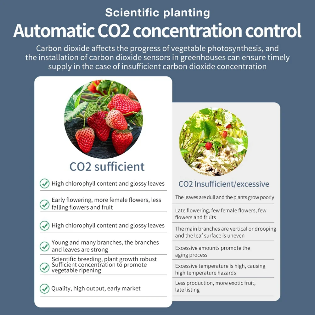 HowAA87 Carbon Dioxide Controller Dual Channel Split Probe CO2 Monitor CO2 Pressure Reducer Valve for Greenhouse EU Plug B